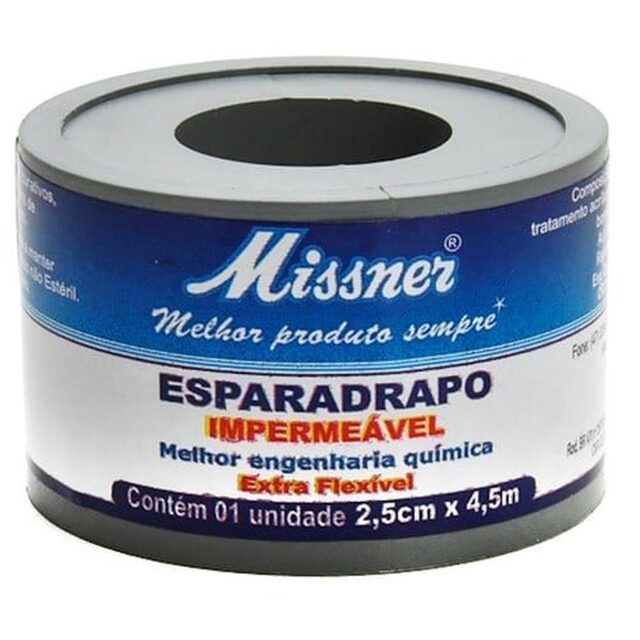Esparadrapo Impermeável Missner branco, 2,5cm x 4,5m