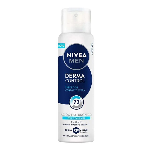 Desodorante Antitranspirante Aerossol Nivea Men Derma Control Defende 72h, 150mL