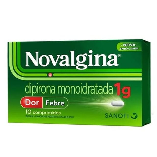Novalgina Comprimido 1g, caixa com 10 comprimidos