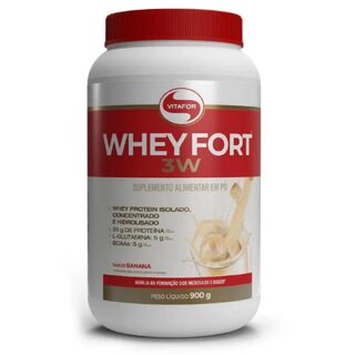 Whey Fort 3W Vitafor 900g, sabor banana