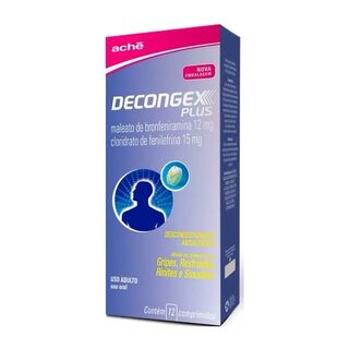 Decongex Plus 12mg + 15mg, caixa com 12 comprimidos revestidos de liberação prolongada