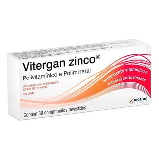 Vitergan Zinco 15mg, caixa com 30 comprimidos revestidos