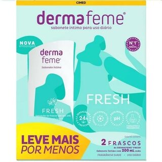 Sabonete Íntimo Dermafeme fresh, líquido, 2 unidades com 200mL cada