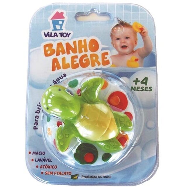 Brinquedo Banho Alegre Vila Toy 4+ meses, tartaruga com boia
