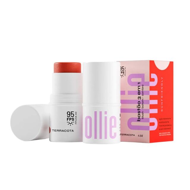 Bastão 3 em 1 Ollie Blush Batom e Sombra FPS 95 4,5g - Terracota