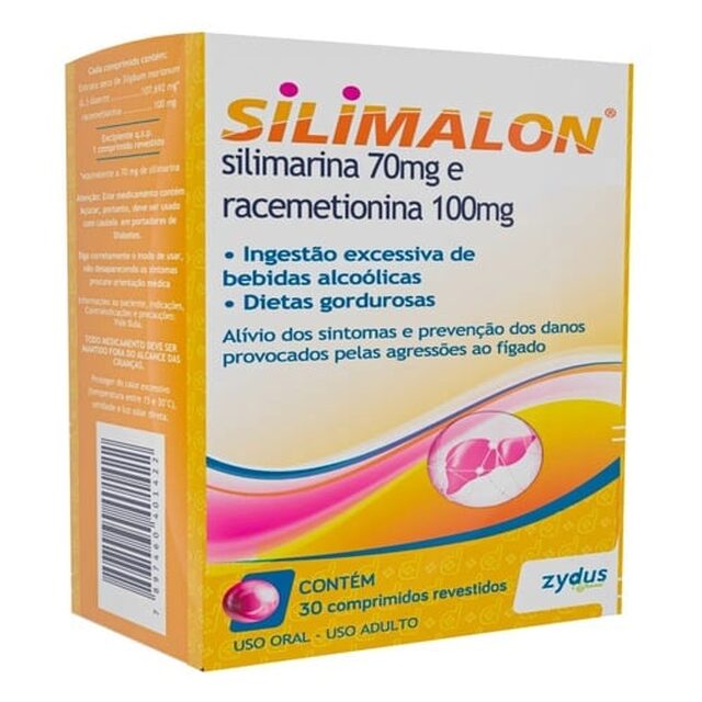 Silimalon 100mg + 70mg, caixa com 30 comprimidos revestidos