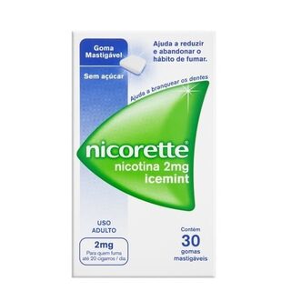 Nicorette 2mg, caixa com 30 gomas mastigáveis, sabor icemint