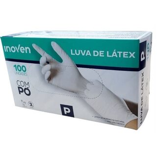 Luva Descartável de Látex Não Estéril Inoven P, com pó, caixa com 100 unidades