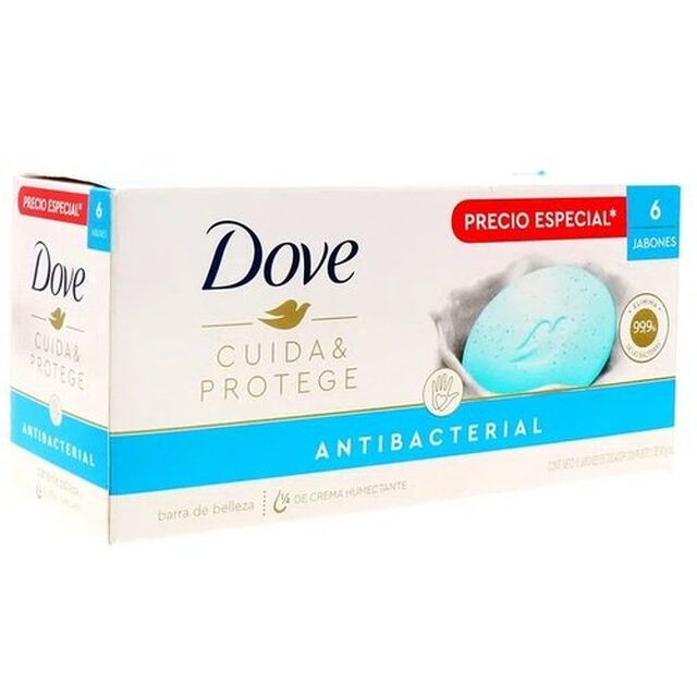 Sabonete Antibacteriano Dove Cuida & Protege barra, 6 unidades com 90g cada