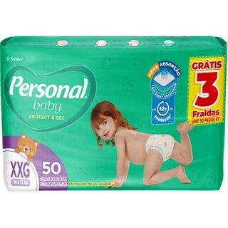 Fralda Personal Baby Protect & Sec XXG, pacote com 50 unidades