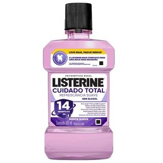 Antisséptico Bucal Listerine Cuidado Total Zero Álcool Menta Suave, 500mL