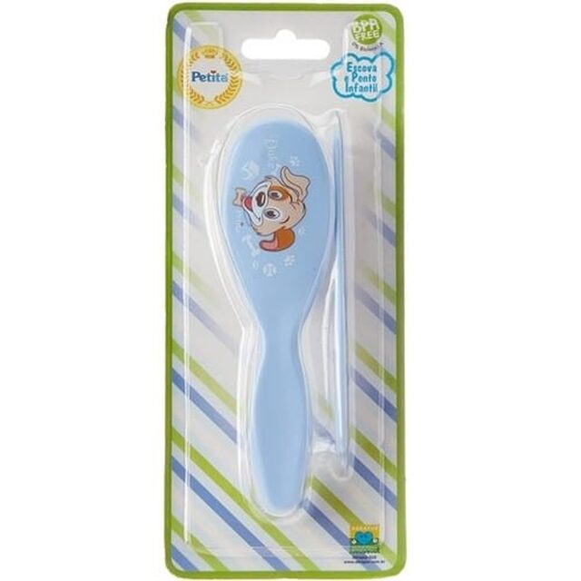 Escova e Pente Infantil para Cabelo Petita Premium Duke azul com 2 unidades, ref.7810