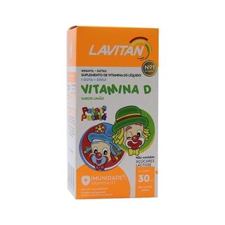 Lavitan Kids caixa com 1 frasco gotejador com 30mL de solução de uso oral, sabor limão