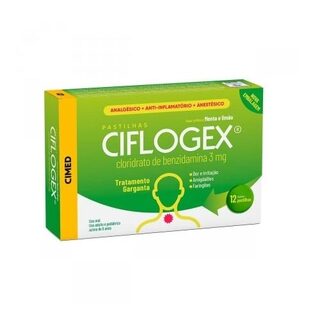 Ciflogex Pastilha 3mg, caixa com 12 pastilhas, sabor menta-limão