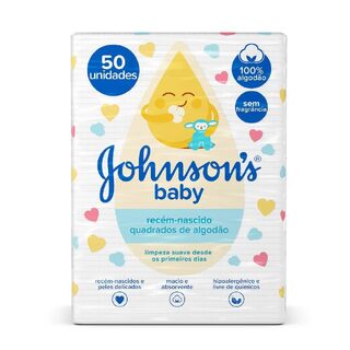 Algodão Johnson's Baby Quadrado, 50 unidades