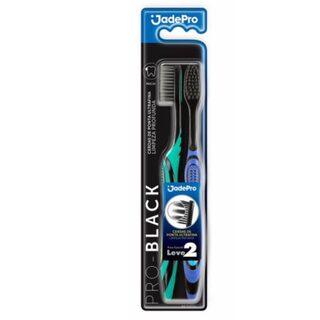 Escova Dental Jadefrog Pro Black macia, com 2 unidades