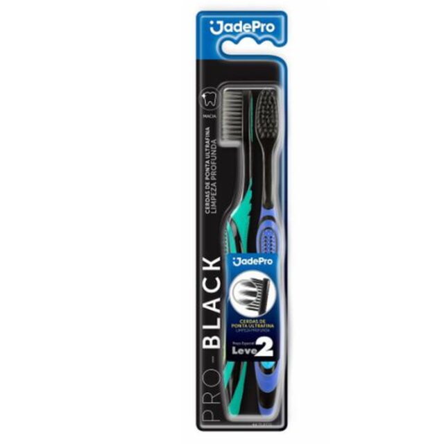 Escova Dental Jadefrog Pro Black macia, com 2 unidades