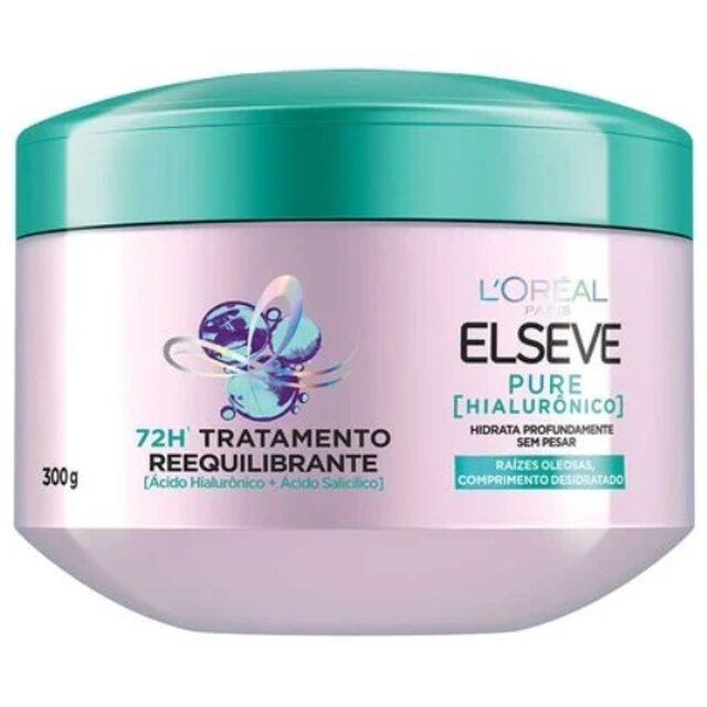 Creme de Tratamento Reequilibrante Elseve Pure Hialurônico, pote com 300g
