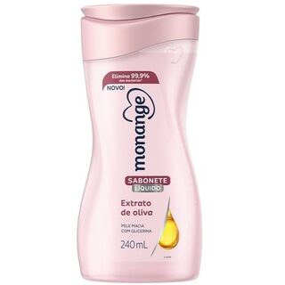 Sabonete Monange extrato de oliva, líquido, frasco, 1 unidade com 240mL
