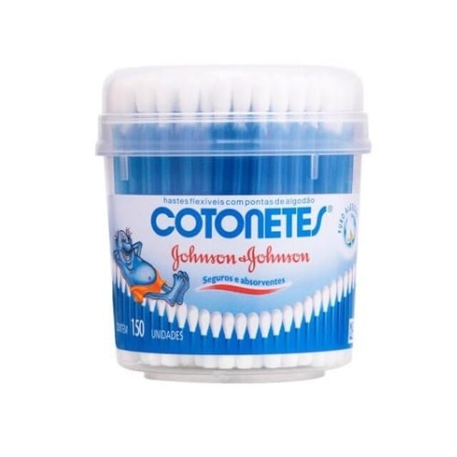 Hastes Flexíveis Cotonetes Johnson & Johnson, pote com 150 unidades