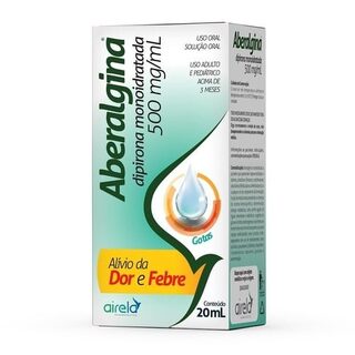 Dipirona Aberalgina 500mg/mL, caixa com 1 frasco gotejador com 20mL de solução de uso oral