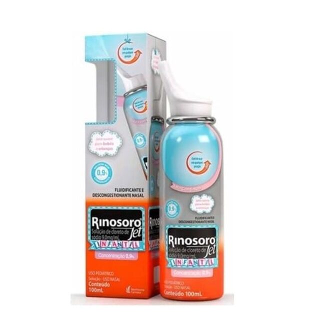 Rinosoro Jet 9mg/mL, frasco spray com 100mL de solução de uso nasal, infantil