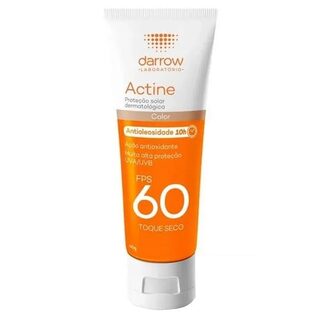 Protetor Solar Facial Darrow Actine Antioleosidade FPS 60, com cor, toque seco, 1 unidade com 40g