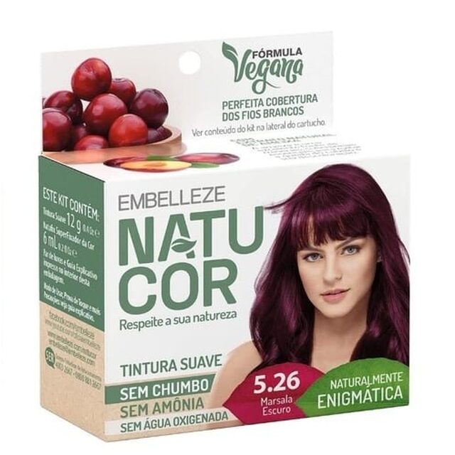 Kit Tintura Natucor Vegana nº 5.26 marsala escuro