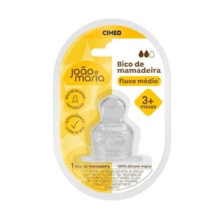 Bico para Mamadeira João e Maria Silicone Orto Fluxo Médio, 3M+