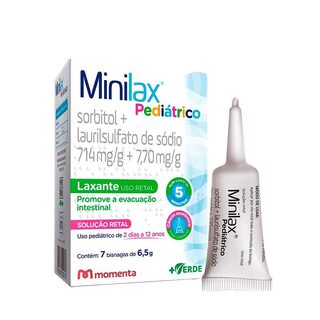Minilax Pediátrico 714mg/g + 7,70mg/g, caixa com 7 bisnagas com 6,5g de solução de uso retal