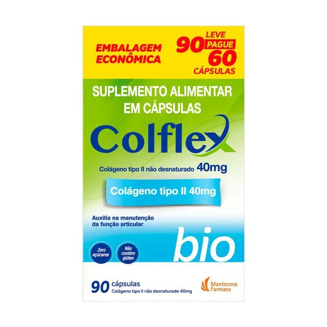 Colágeno Tipo II Colflex Bio 40mg, 90 cápsulas