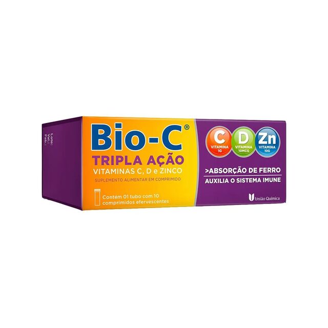Vitamina C Efervescente Bio-C Tripla Ação 10 comprimidos