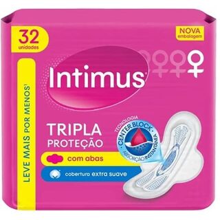 Absorvente Intimus Tripla Proteção com abas, suave com 32 unidades