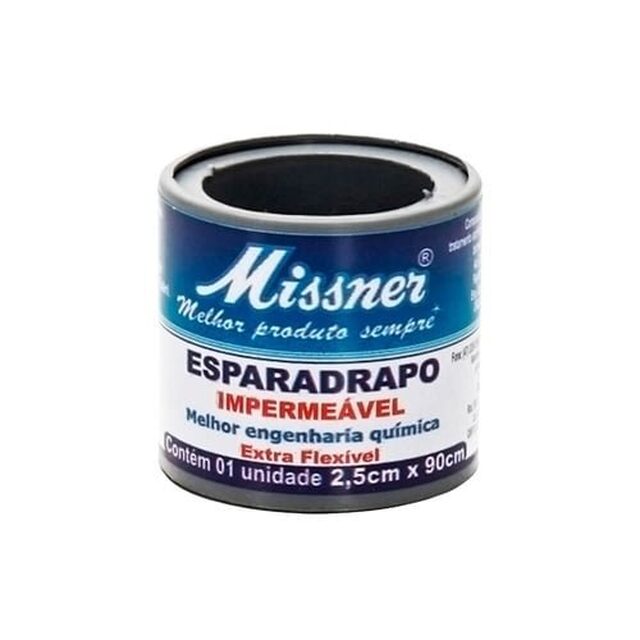 Esparadrapo Impermeável Missner bege, 1 unidade com 2,5cm x 90cm