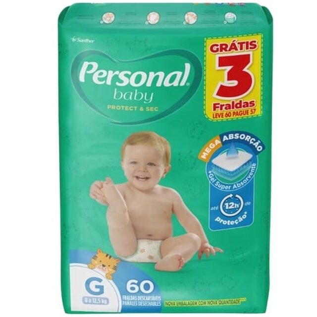 Fralda Personal Baby Protect & Sec G, pacote com 60 unidades