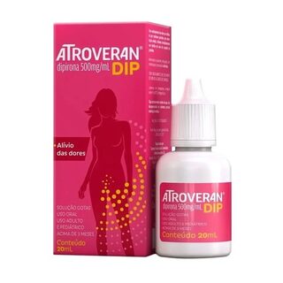 Atroveran Dip 500mg/mL, caixa com 1 frasco gotejador com 20mL de solução de uso oral
