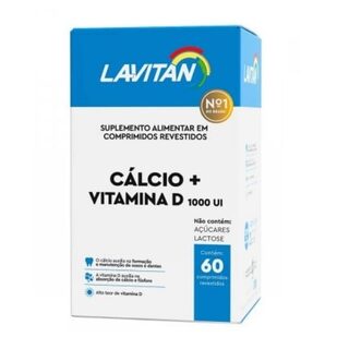 Cálcio + Vitamina D Lavitan 1000UI, caixa com 60 comprimidos revestidos