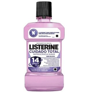 Antisséptico Bucal Listerine Cuidado Total sem álcool, menta suave com 250mL