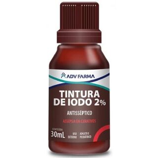 Tintura de Iodo ADV Farma 2%, frasco com 30mL de solução dermatológica