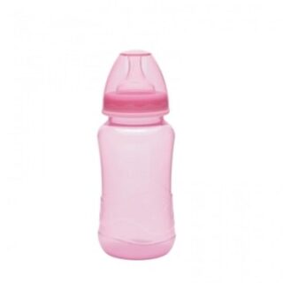 Mamadeira Kuka Aquarela 6+ meses, big, sem alça, rosa com capacidade de 330mL