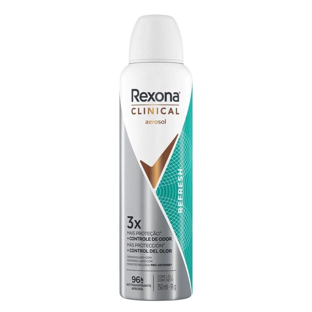 Desodorante Antitranspirante Feminino Rexona Clinical Refresh +Controle de Odor aerossol com 150mL