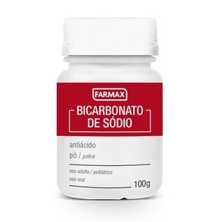 Bicarbonato de Sódio Farmax frasco com 100g de pó de uso oral