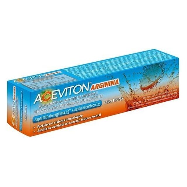 Aceviton Arginina 1g + 1g, caixa com 16 comprimidos efervescentes