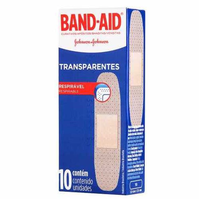 Curativos Band-Aid respirável, transparente com 10 unidades
