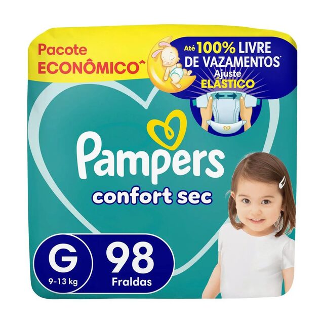 Fralda Pampers Confort Sec G 98 unidades