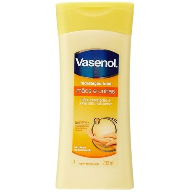 Loção Desodorante Hidratante Vasenol Hidratação Total Mãos e Unhas 200mL