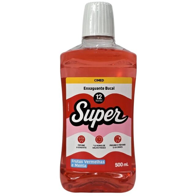 Enxaguante Bucal com Flúor Frutas Vermelhas e Menta Super Cimed 500Ml