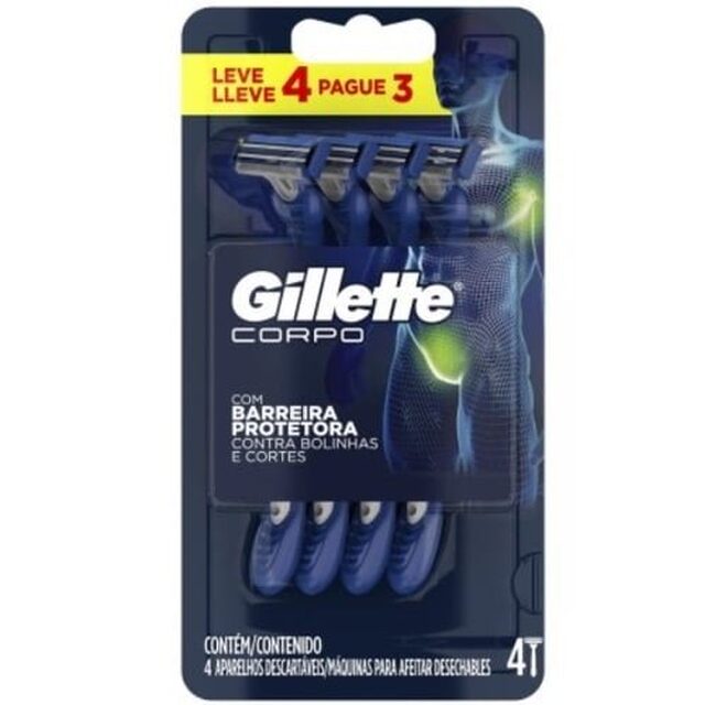 Aparelho para Barbear Descartável Gillette Corpo 4 unidades