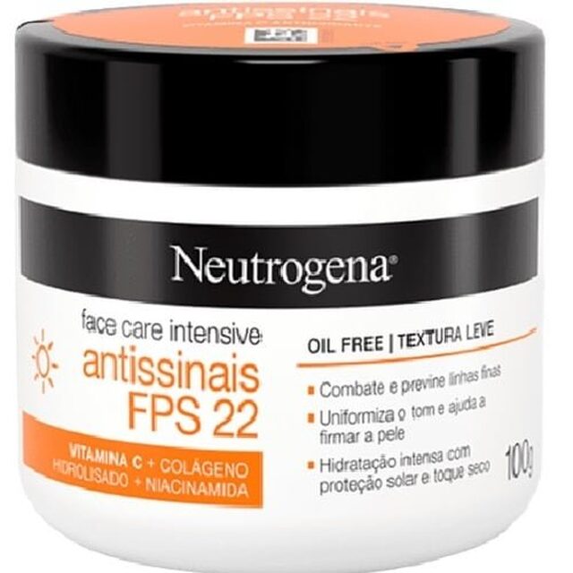 Hidratante Facial Neutrogena Face Care Intensive Antissinais FPS 22 com 100g