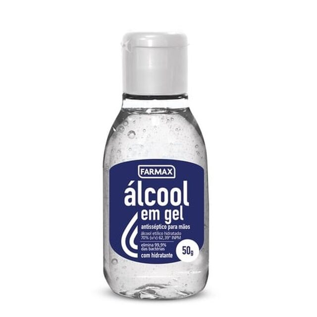 Álcool 70% Farmax frasco com 50g de gel de uso dermatológico